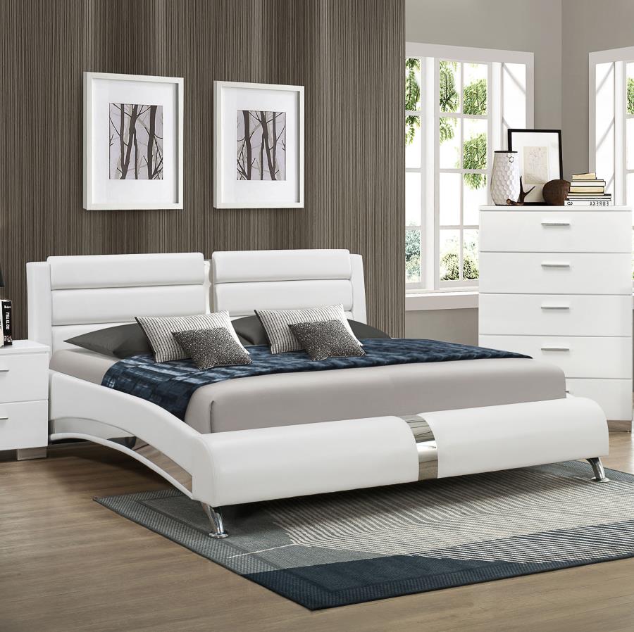 King Jeremaine White Platform Bed Frame by Coaster