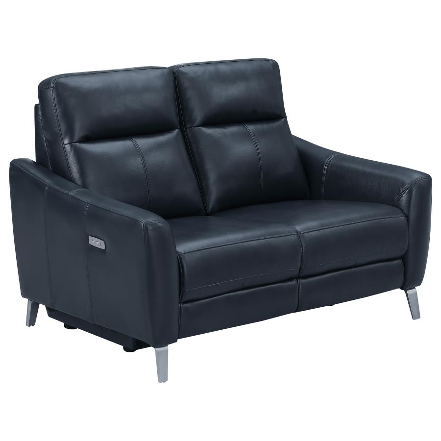 Derek Blue Powered Reclining Love Seat by Coaster