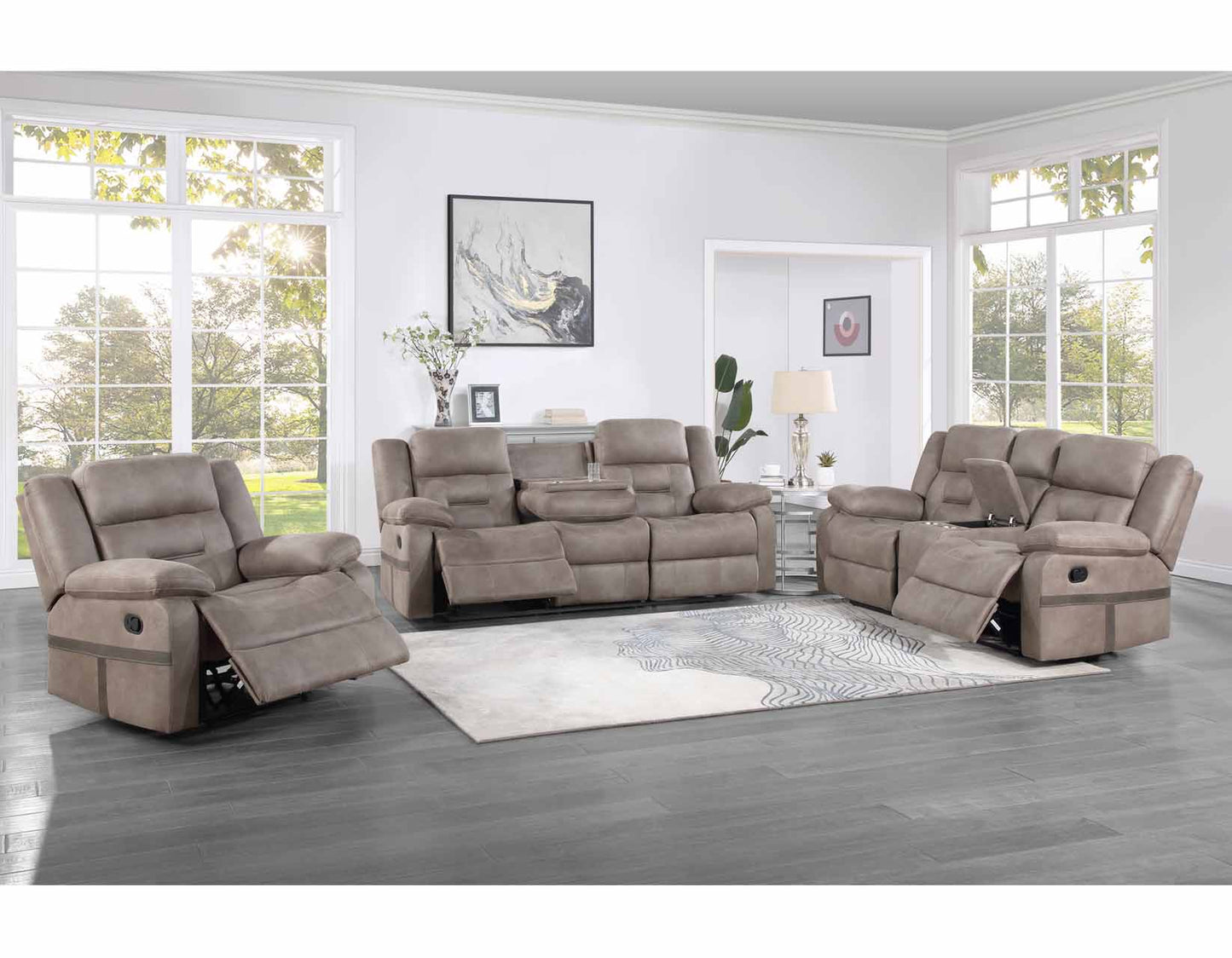 Abilene Reclining Sofa, Love Seat, & Chair by Steve Silver