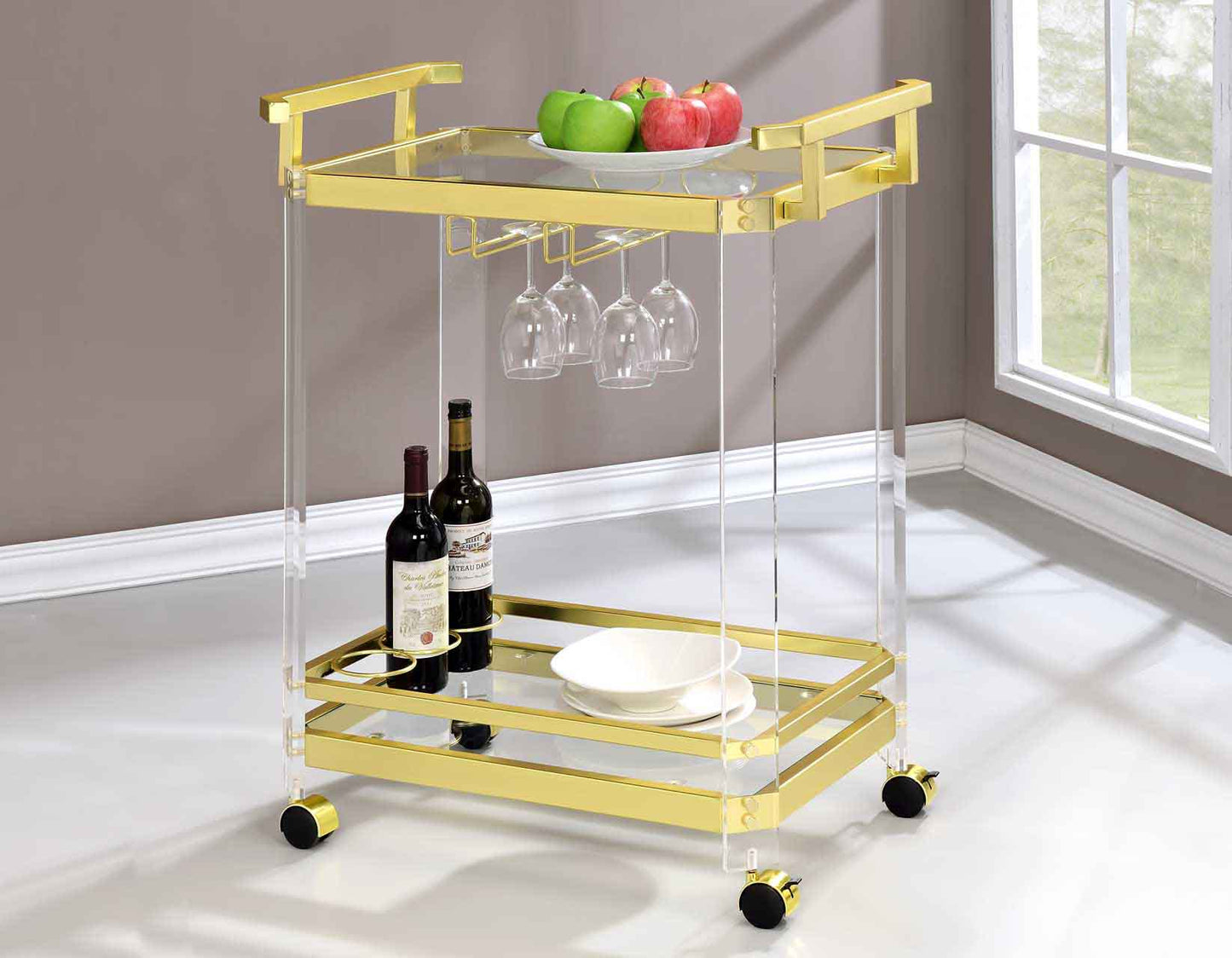 Aerin Gold Server Cart by Steve Silver