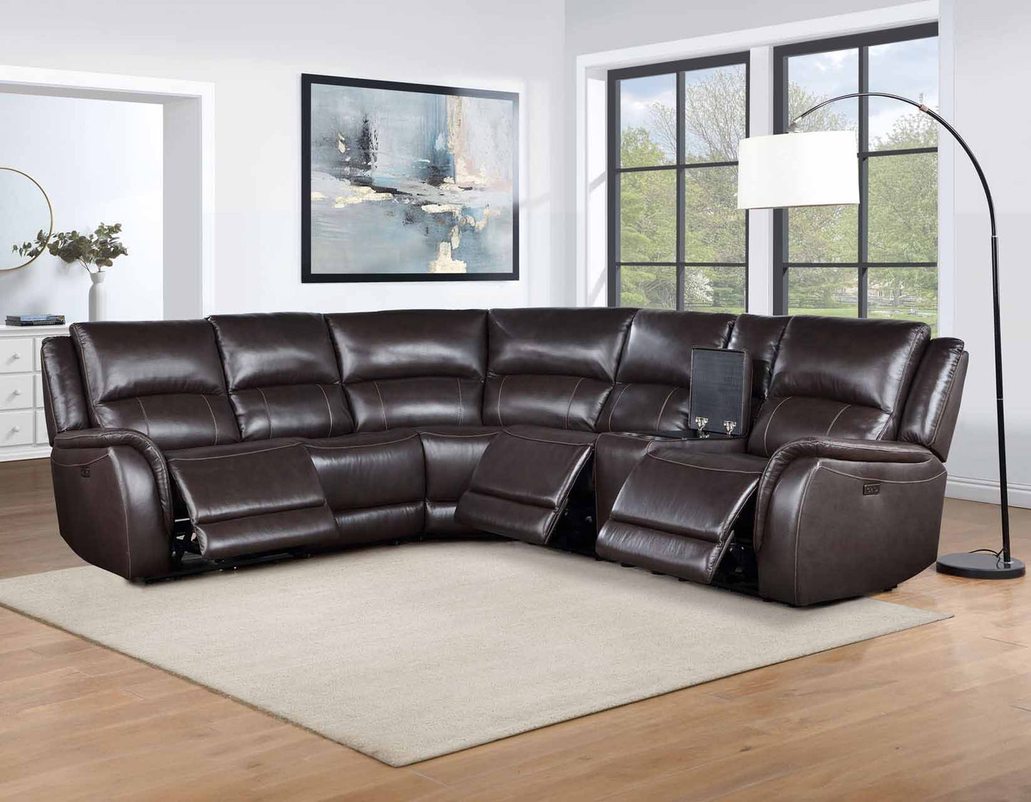 Alexandria Chocolate Powered Reclining Sectional by Steve Silver