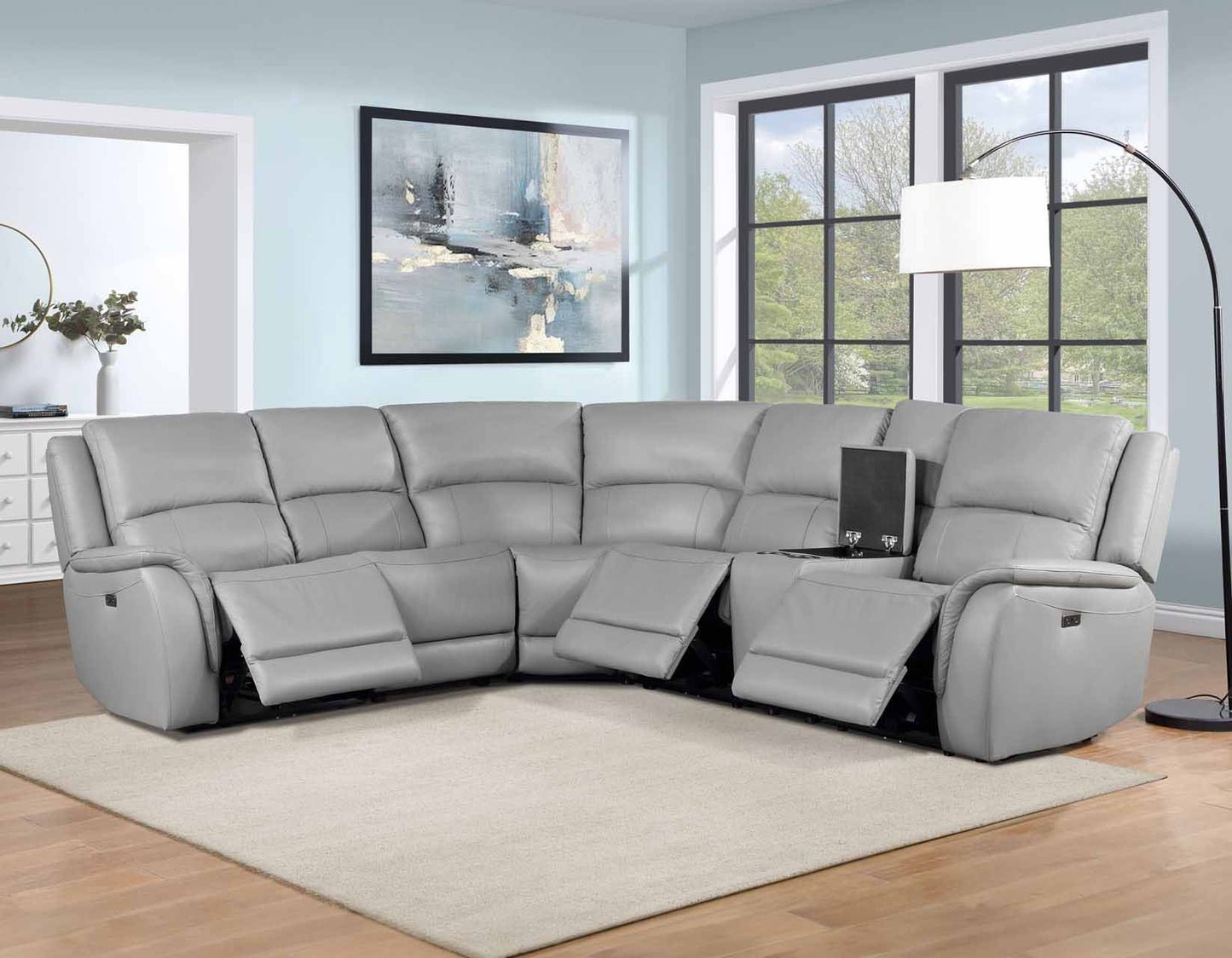Alexandria Stone Powered Reclining Sectional by Steve Silver