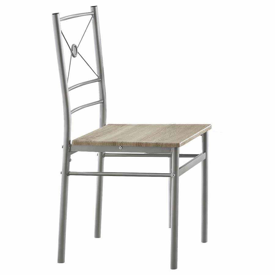 Anna Brushed Silver Dining Set (table and 4 chairs) by Coaster
