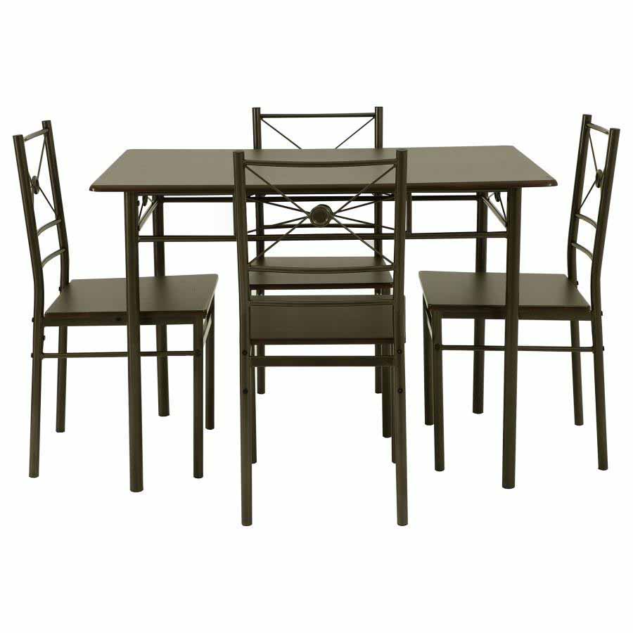 Anna Dark Bronze Dining Set (table and 4 chairs) by Coaster