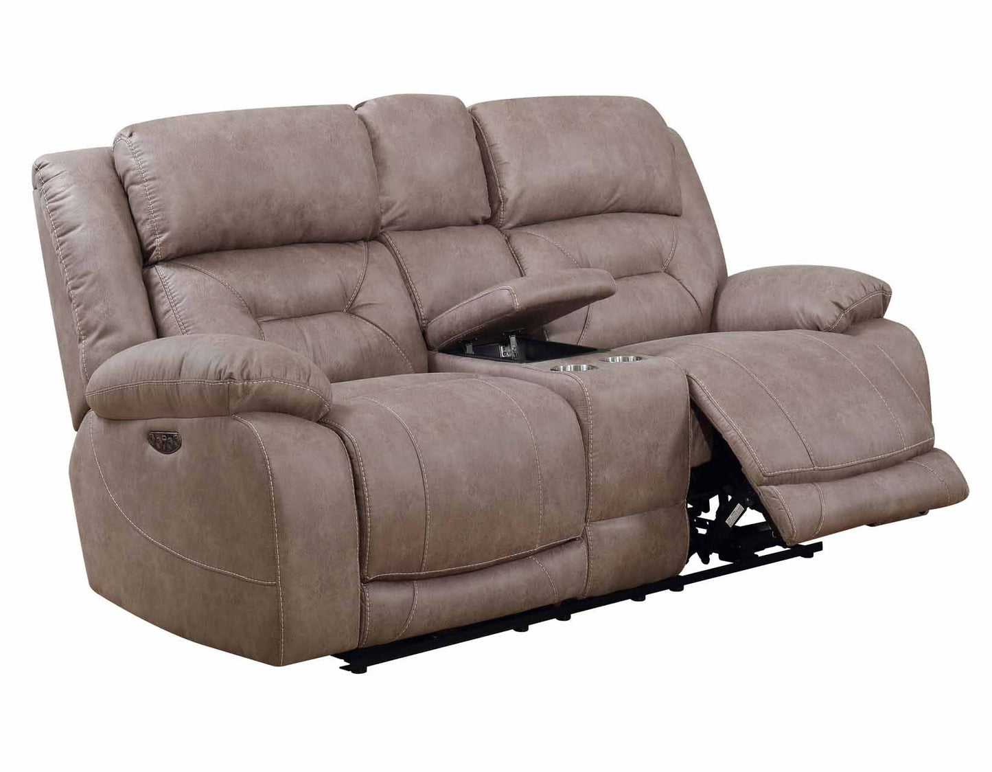 Aria Desert Sand Dual-Power Reclining Sofa, Love Seat, & Chair by Steve Silver