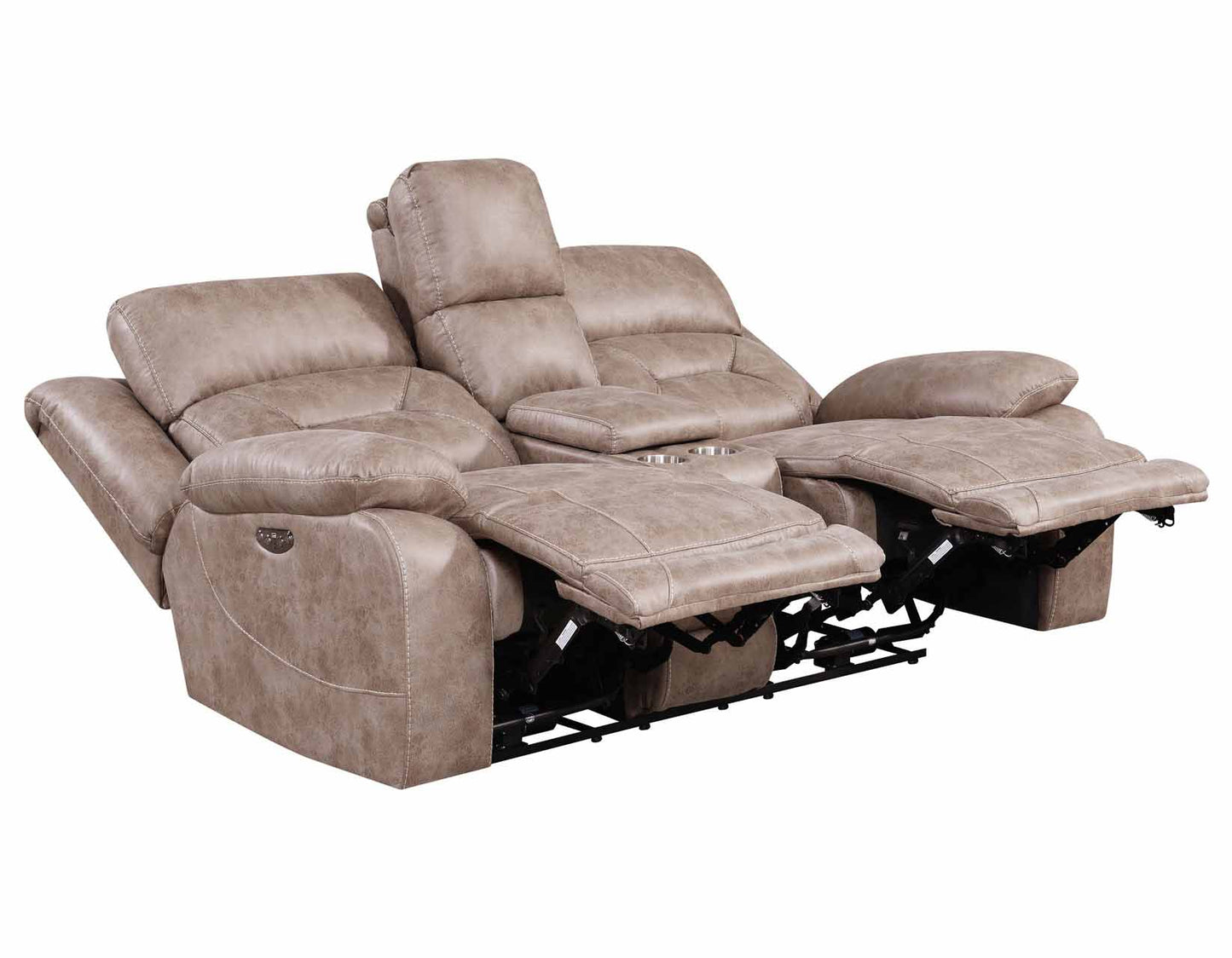 Aria Desert Sand Dual-Power Reclining Sofa, Love Seat, & Chair by Steve Silver