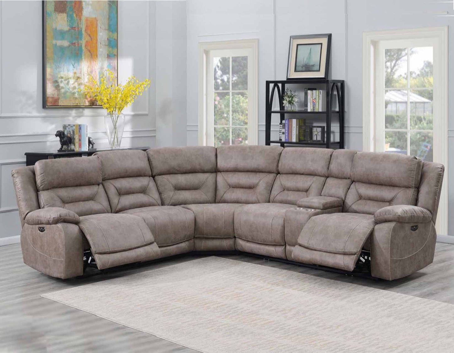 Aria Desert Sand Dual-Power Reclining Sectional by Steve Silver