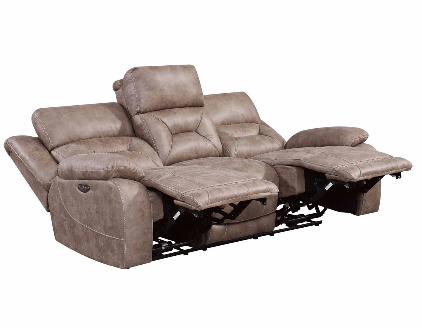Aria Desert Sand Dual-Power Reclining Sofa, Love Seat, & Chair by Steve Silver