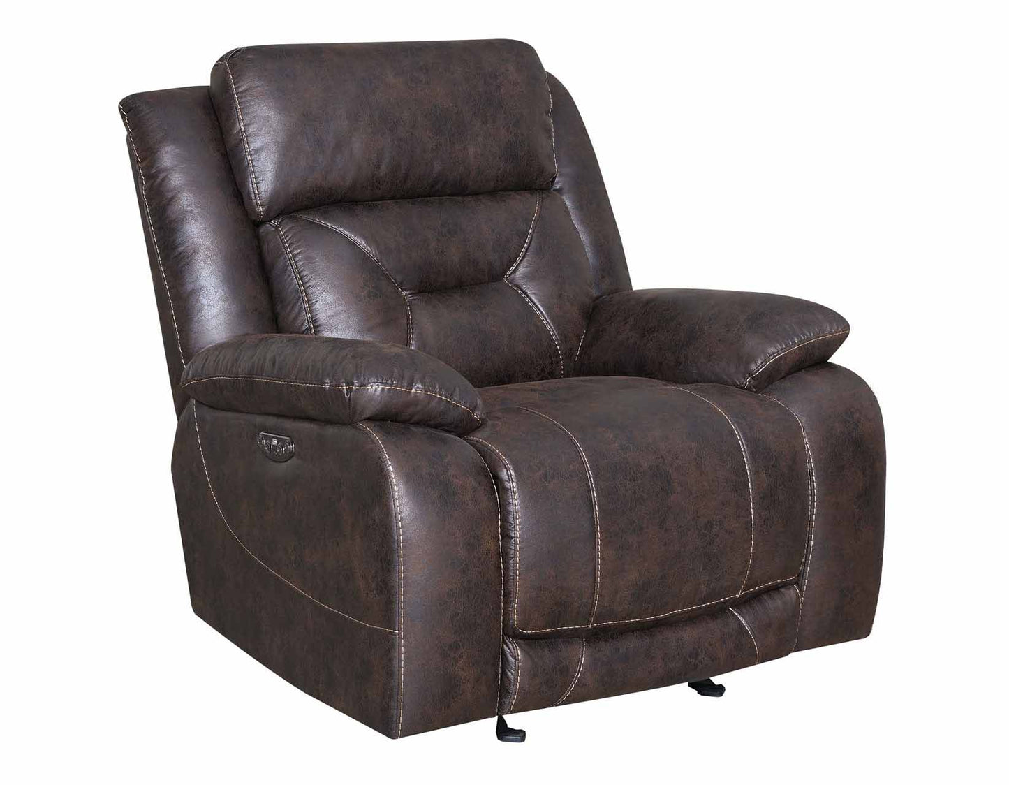 Aria Saddle Brown Dual-Power Reclining Sofa, Love Seat, & Chair by Steve Silver