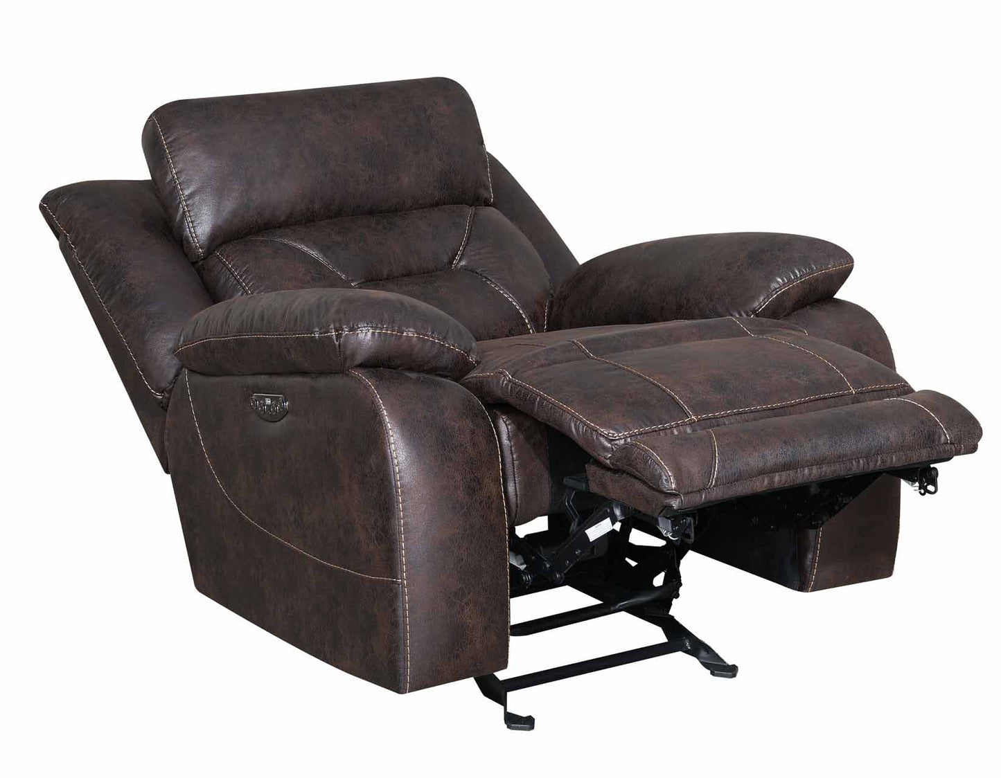 Aria Saddle Brown Dual-Power Reclining Sofa, Love Seat, & Chair by Steve Silver
