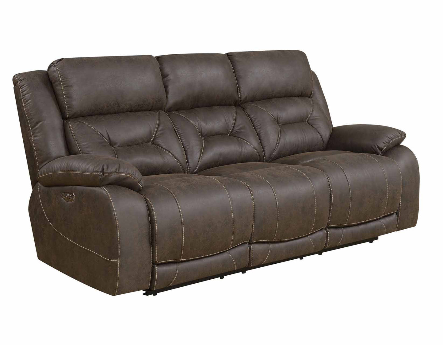 Aria Saddle Brown Dual-Power Reclining Sofa, Love Seat, & Chair by Steve Silver