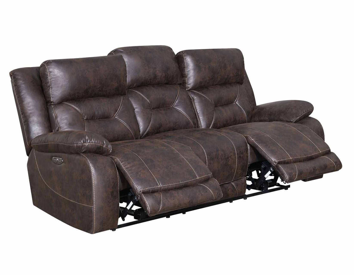Aria Saddle Brown Dual-Power Reclining Sofa, Love Seat, & Chair by Steve Silver
