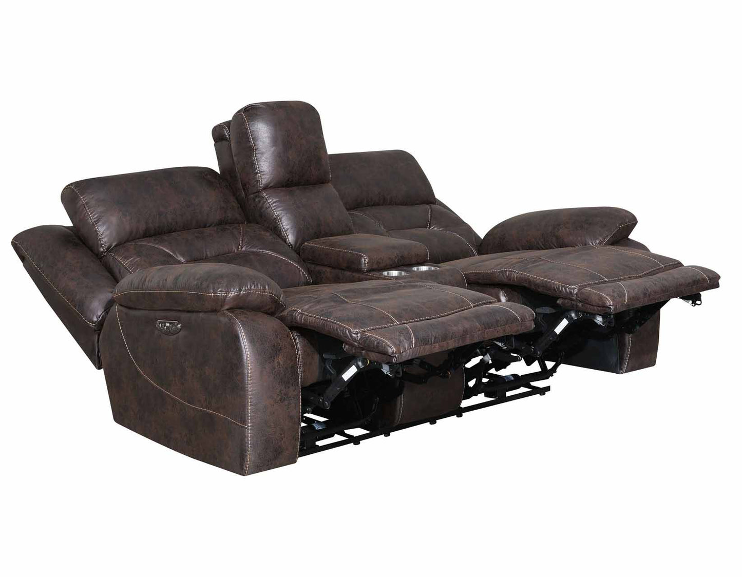 Aria Saddle Brown Dual-Power Reclining Sofa, Love Seat, & Chair by Steve Silver