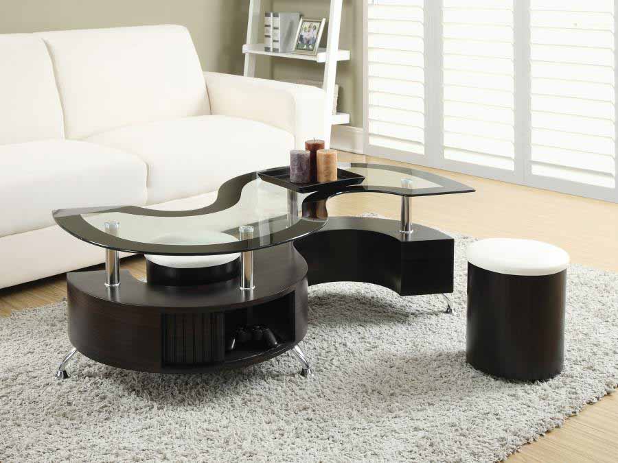 Buckley Cappuccino 3-Piece Coffee Table & Stools Set by Coaster