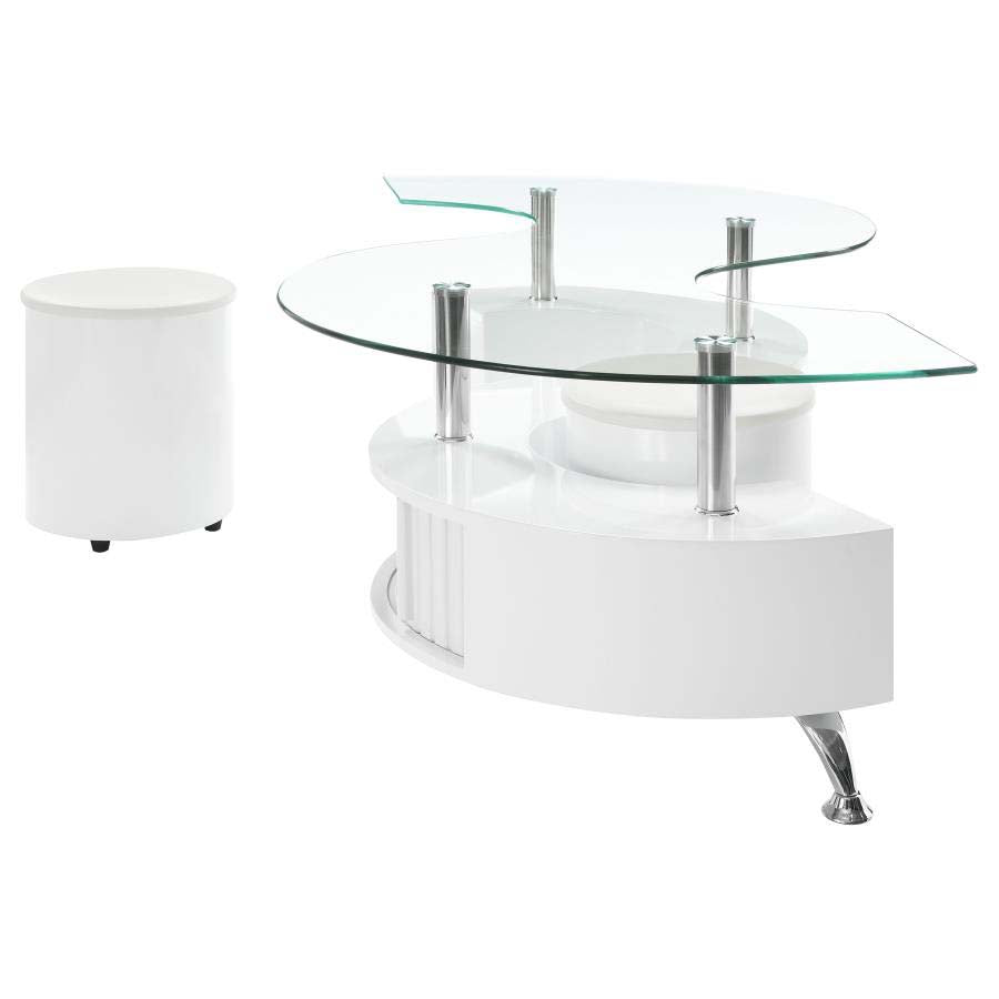Buckley White 3-Piece Coffee Table & Stools Set by Coaster