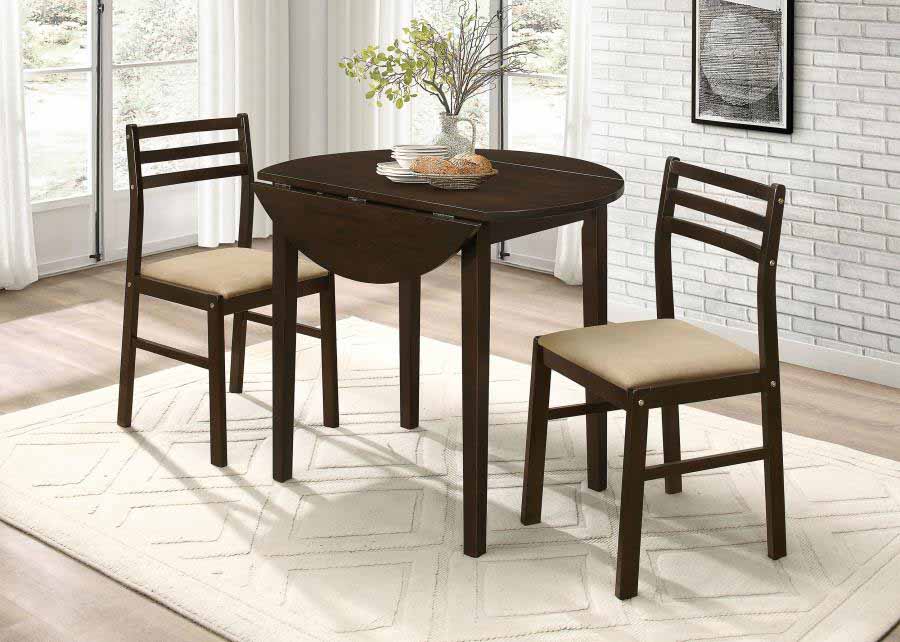 Bucknell Drop-Leaf Cappuccino Dining Set (table and 2 chairs) by Coaster