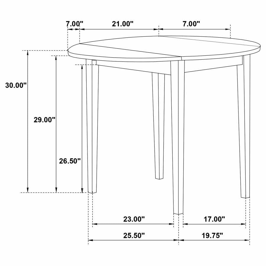 Bucknell Drop-Leaf White Dining Set (table and 2 chairs) by Coaster