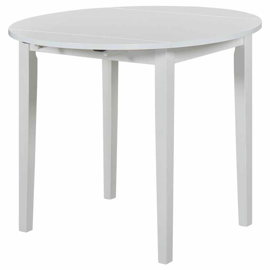 Bucknell Drop-Leaf White Dining Set (table and 2 chairs) by Coaster
