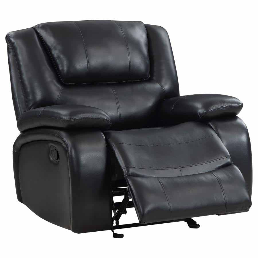 Camila Black Reclining Sofa, Love Seat, & Chair by Coaster
