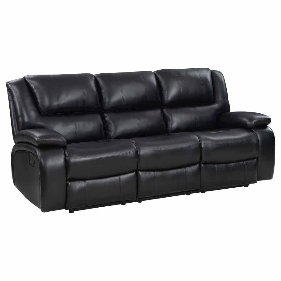 Camila Black Reclining Sofa, Love Seat, & Chair by Coaster