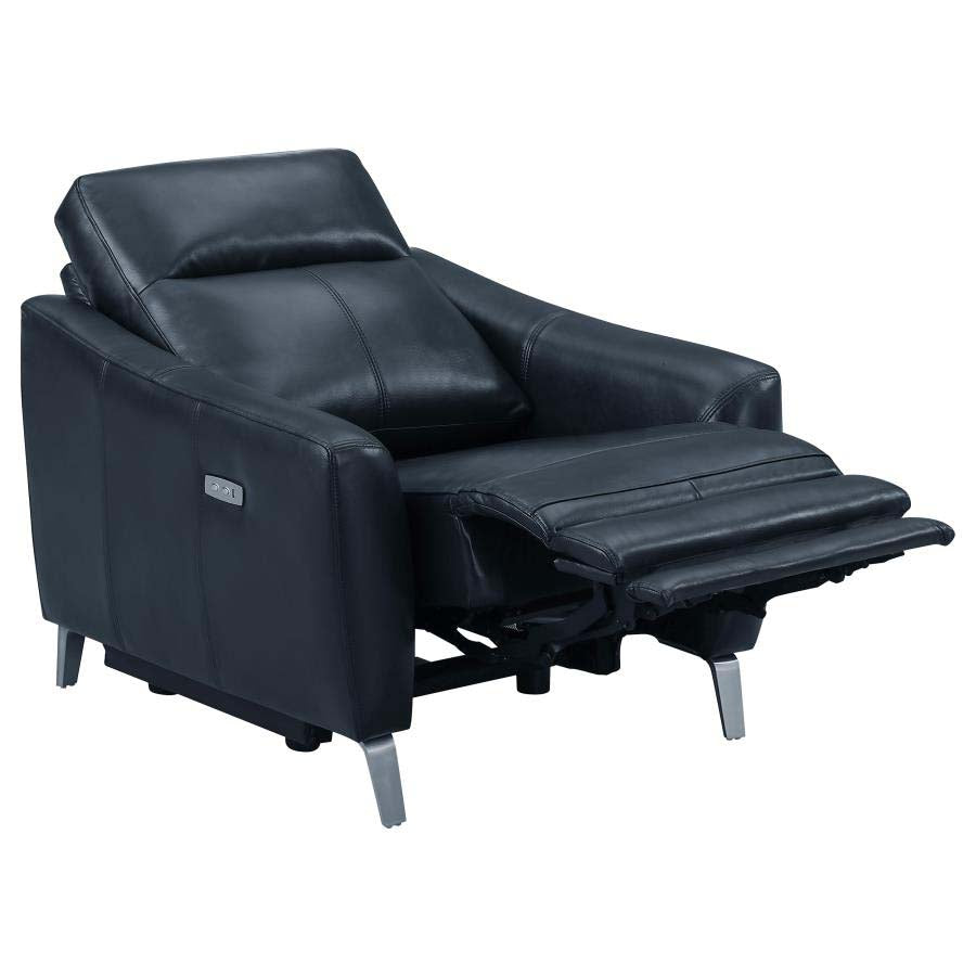 Derek Blue Powered Reclining Sofa, Love Seat, & Chair by Coaster