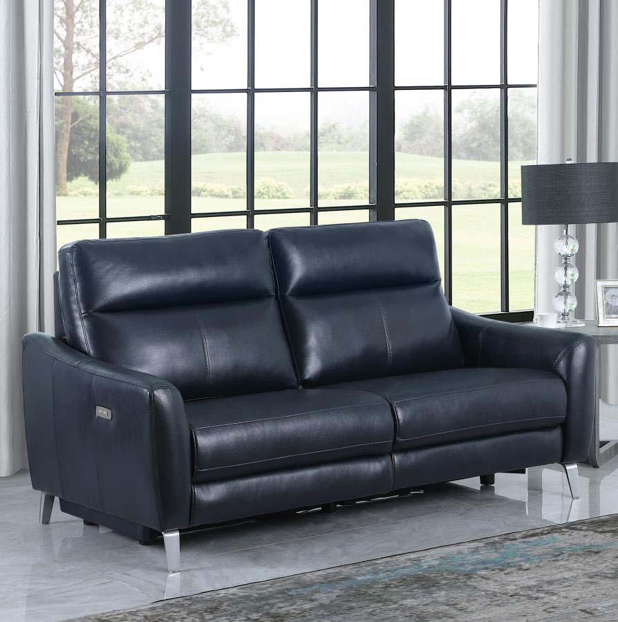 Derek Blue Powered Reclining Sofa by Coaster