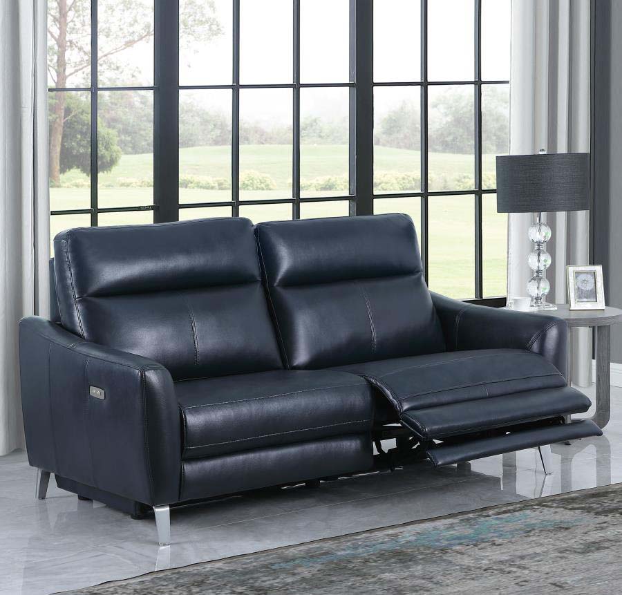 Derek Blue Powered Reclining Sofa by Coaster