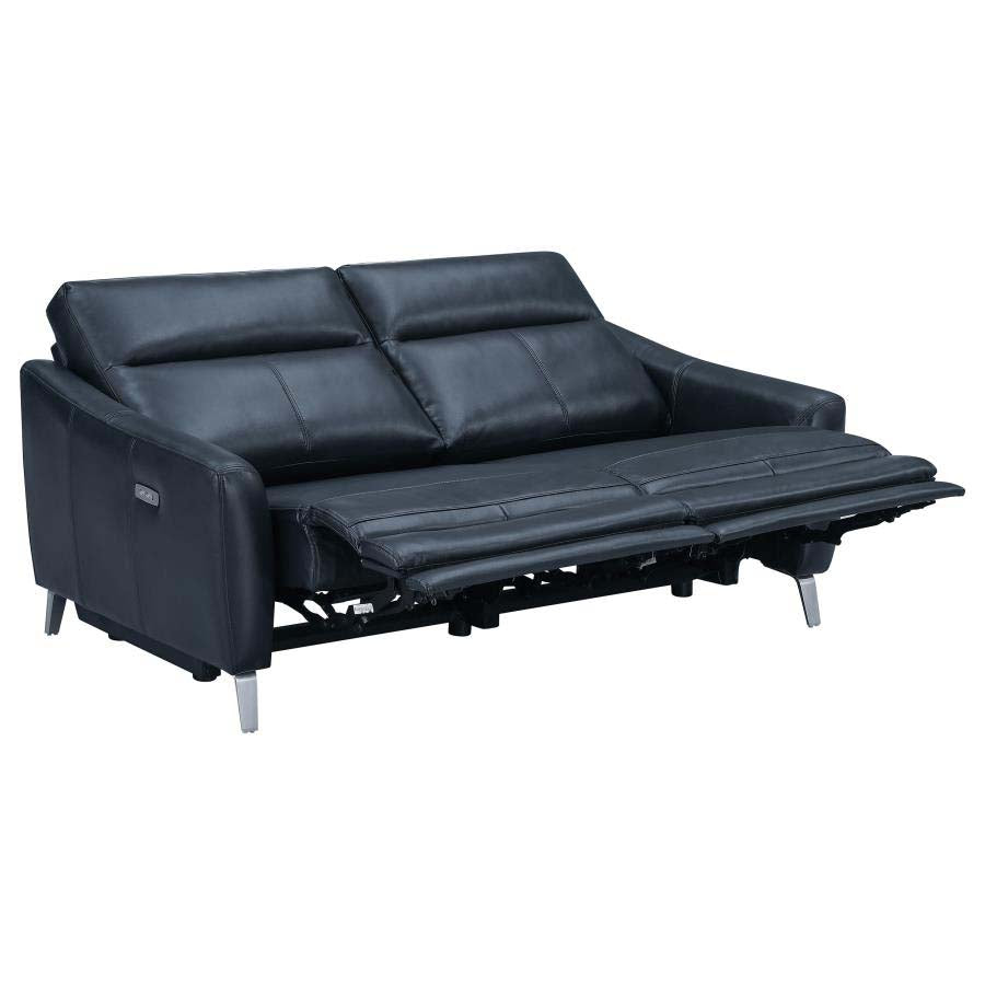 Derek Blue Powered Reclining Sofa, Love Seat, & Chair by Coaster