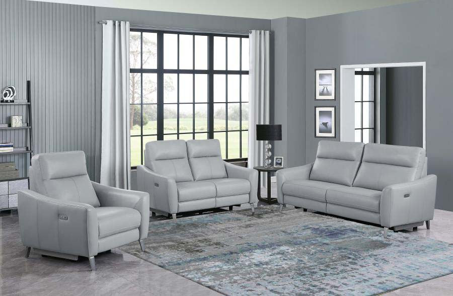 Derek Grey Powered Reclining Love Seat by Coaster