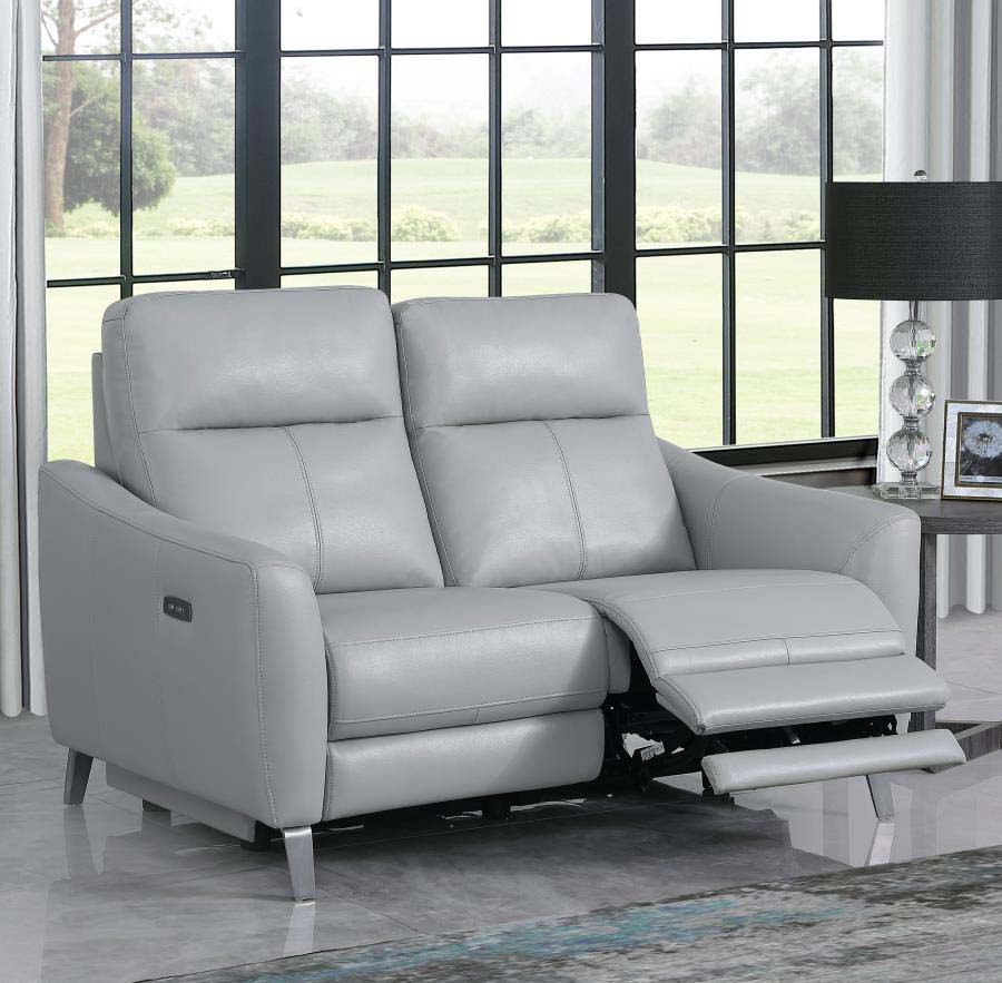 Derek Grey Powered Reclining Love Seat by Coaster