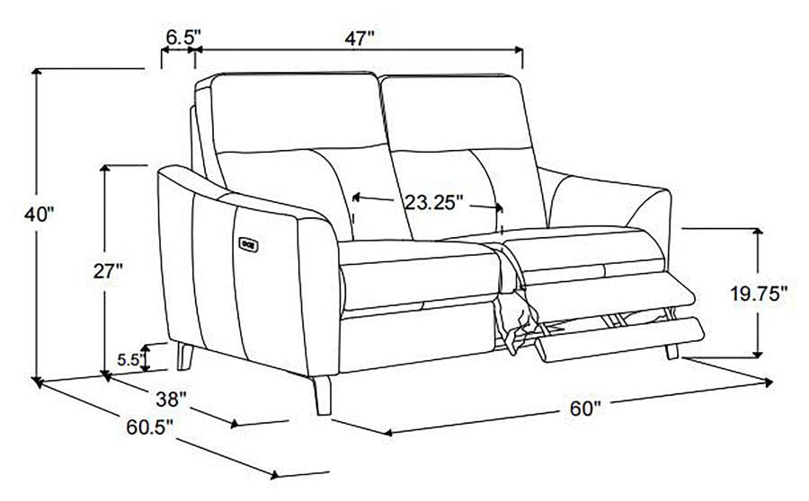 Derek Grey Powered Reclining Love Seat by Coaster