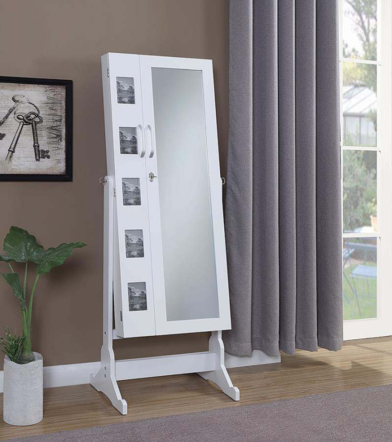 Doyle Jewelry Storage Cheval Mirror with Picture Frames by Coaster