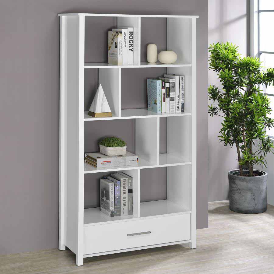 Dylan White High Gloss Bookcase by Coaster
