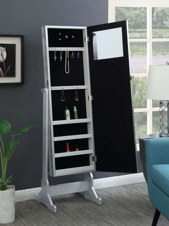 Elle Jewelry Storage Cheval Mirror with Crystal Trim by Coaster