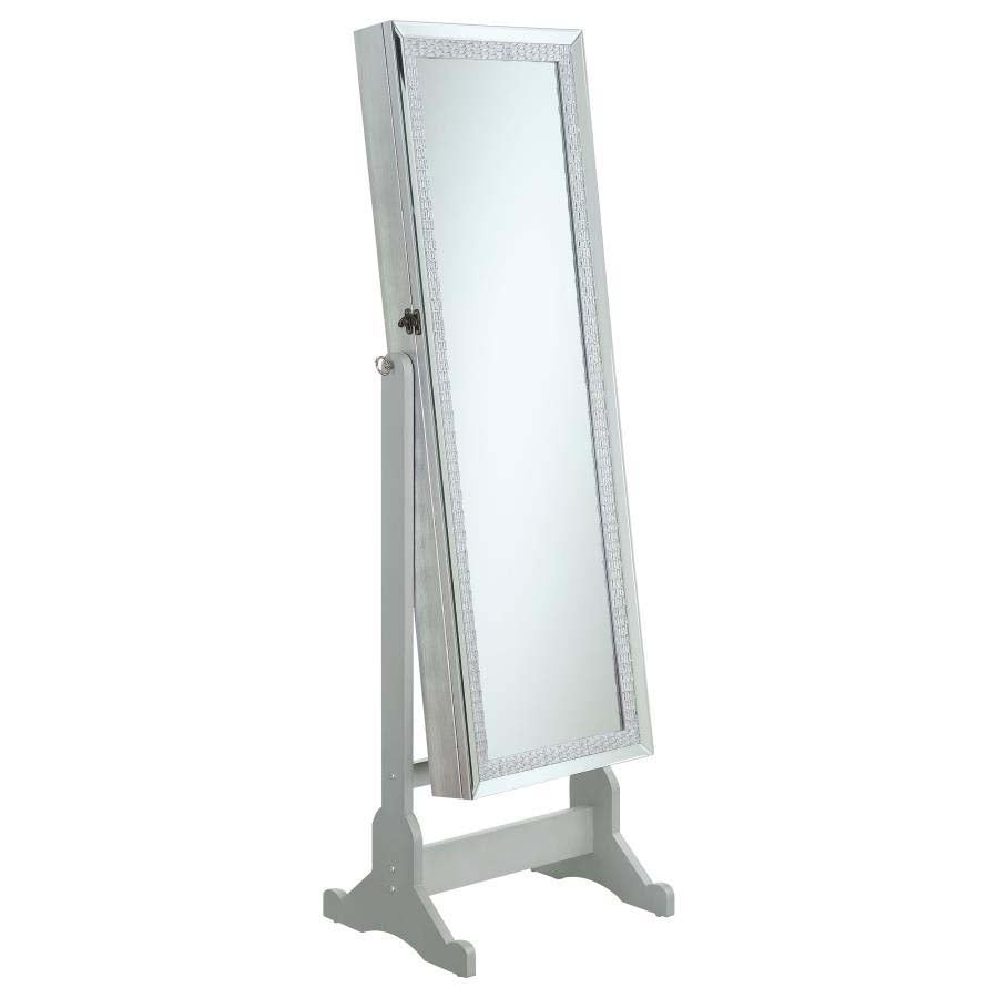 Elle Jewelry Storage Cheval Mirror with Crystal Trim by Coaster