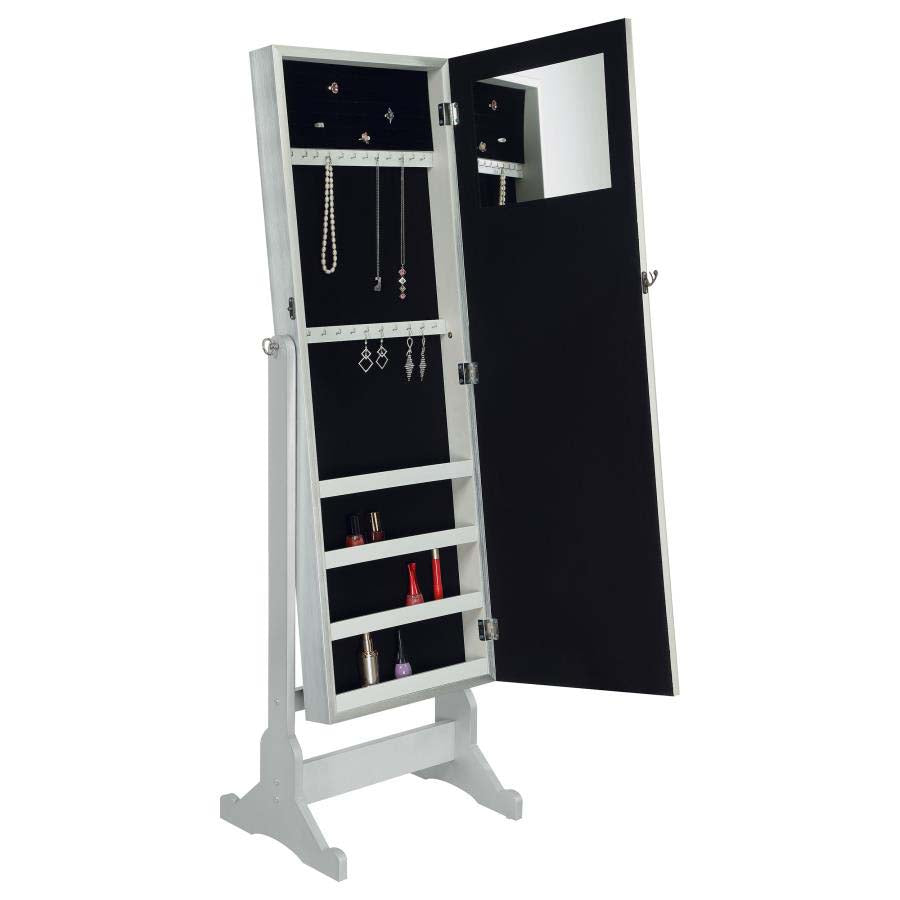 Elle Jewelry Storage Cheval Mirror with Crystal Trim by Coaster
