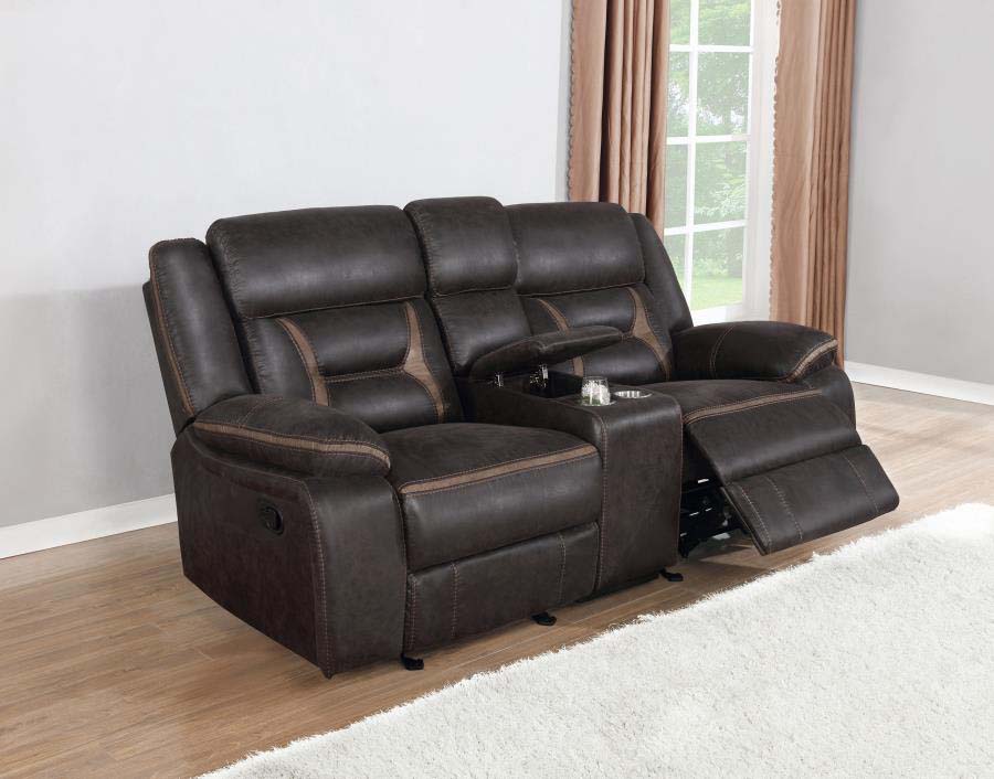 Greer Brown Reclining Love Seat by Coaster