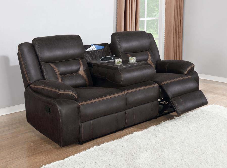 Greer Brown Reclining Sofa Coaster