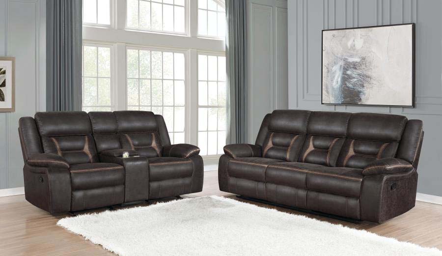 Greer Brown Reclining Sofa and Love Seat by Coaster