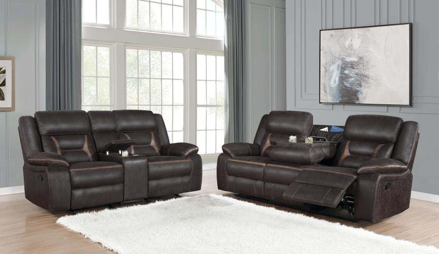 Greer Brown Reclining Sofa and Love Seat by Coaster