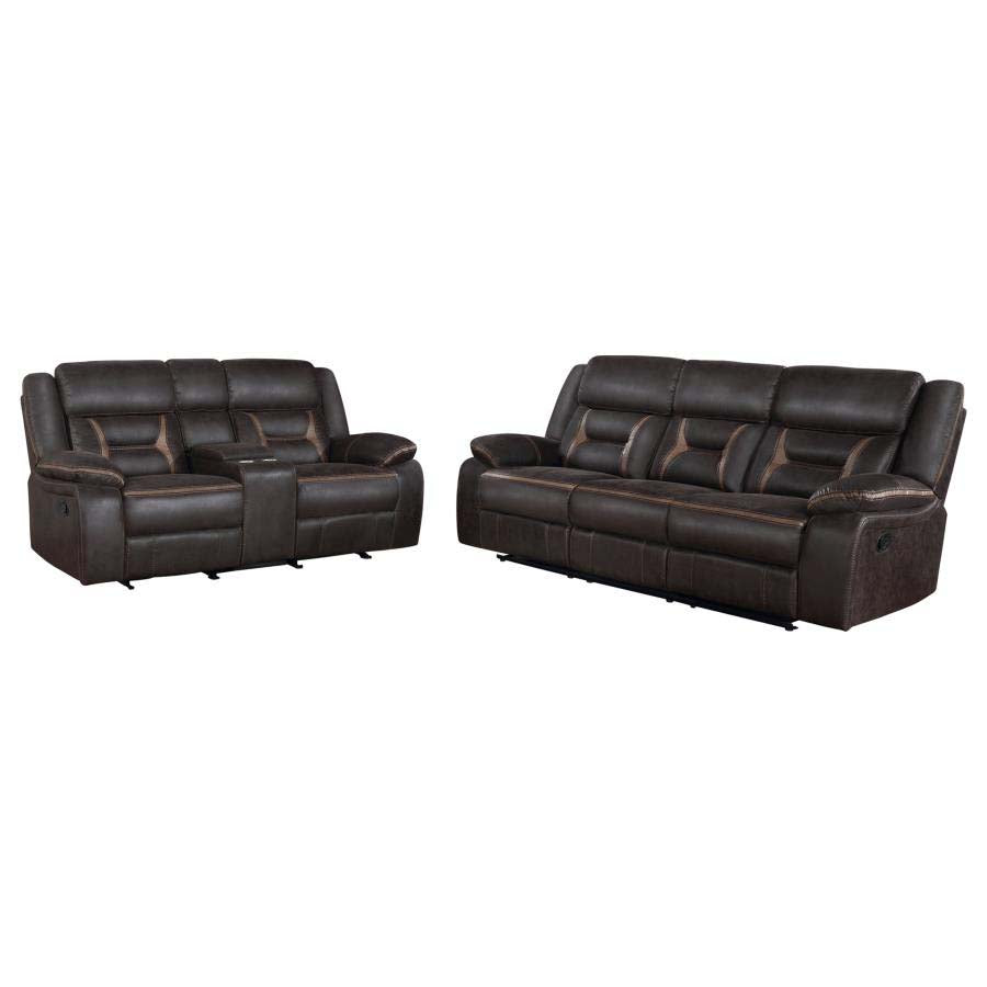 Greer Brown Reclining Sofa and Love Seat by Coaster