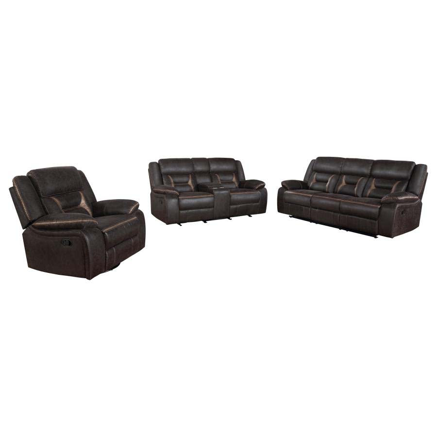 Greer Brown Reclining Sofa, Love Seat, & Chair by Coaster
