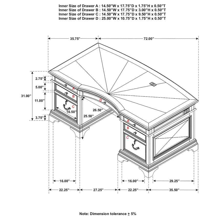 Hartshill Executive Desk by Coaster