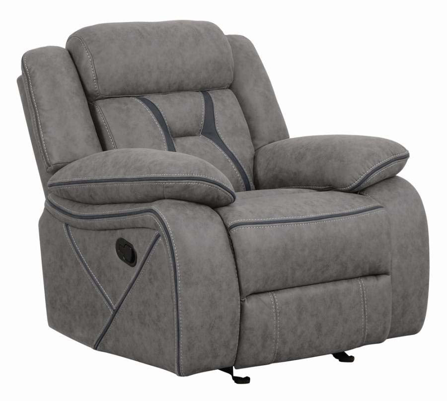 Higgins Grey Reclining Sofa, Love Seat, & Chair by Coaster
