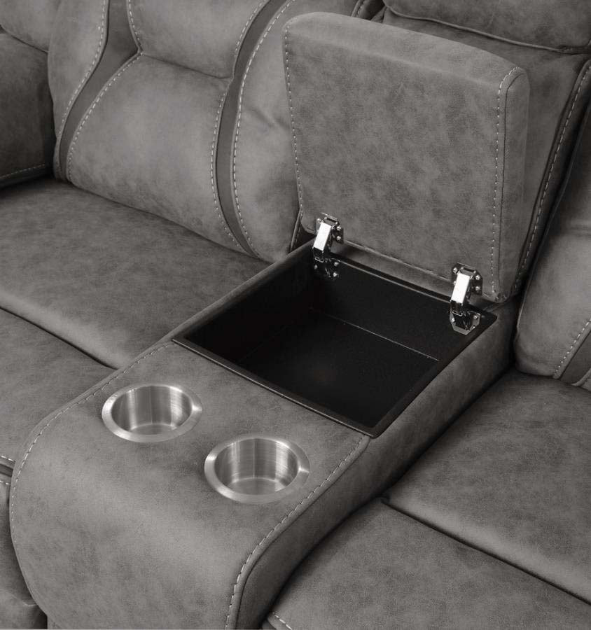 Higgins Grey Reclining Sofa, Love Seat, & Chair by Coaster