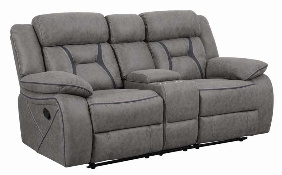 Higgins Grey Reclining Love Seat by Coaster