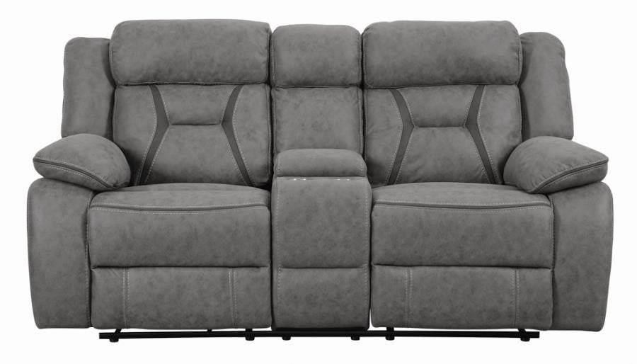Higgins Grey Reclining Love Seat by Coaster