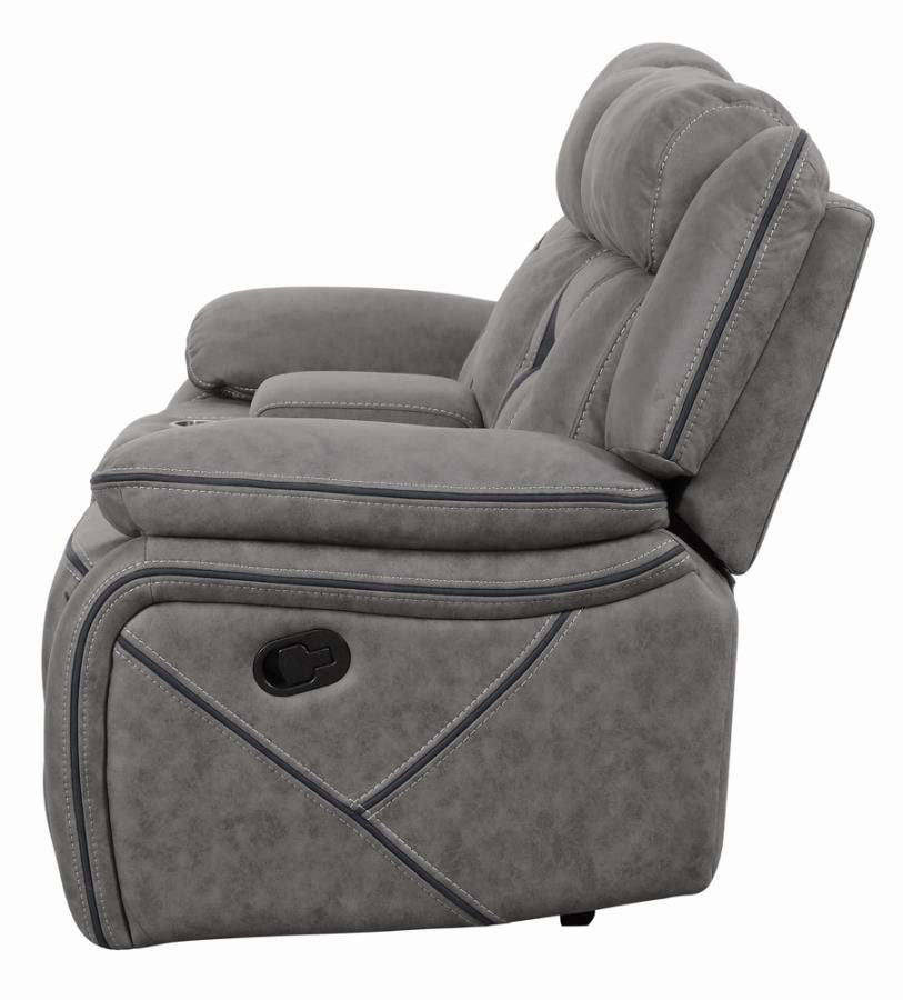 Higgins Grey Reclining Love Seat by Coaster