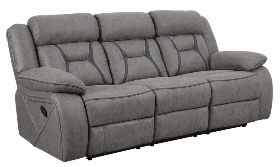 Higgins Grey Reclining Sofa, Love Seat, & Chair by Coaster
