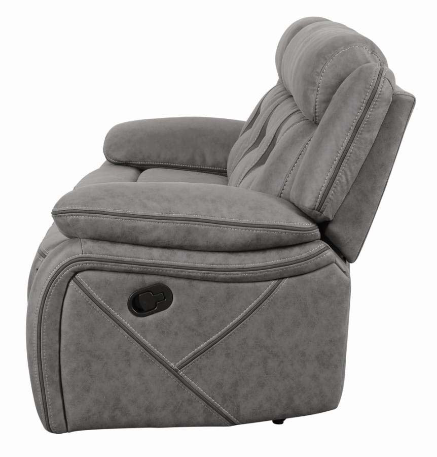 Higgins Grey Reclining Sofa, Love Seat, & Chair by Coaster